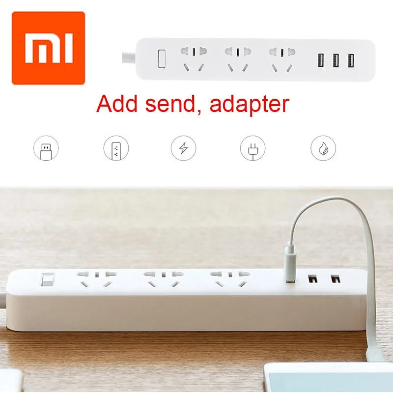 Original for Xiaomi Mi Smart Power strip Outlet Socket Adapter with 3 USB Extension Socket Plug for Smart Home Electronics (3)