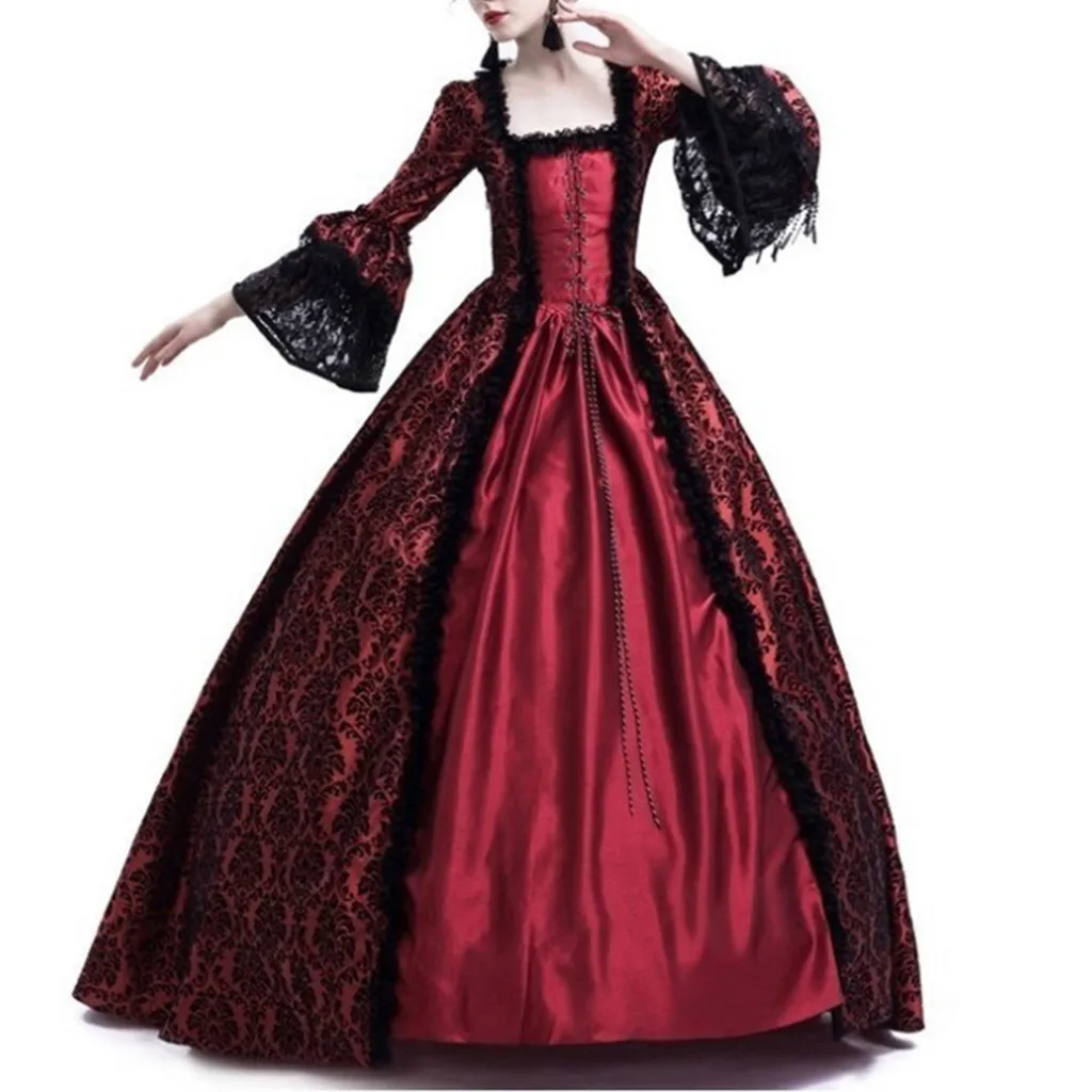 Feitong, платье для женщин, Vestidos Verano, женские ретро средневековые вечерние платья принцессы Ренессанса для косплея, кружевное платье в пол