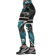 Унисекс Хоккей команды акулы 13 принт Плотные брюки тренировки Тренажерный зал Бег Йога Спорт Фитнес тренировки Леггинсы дропшиппинг