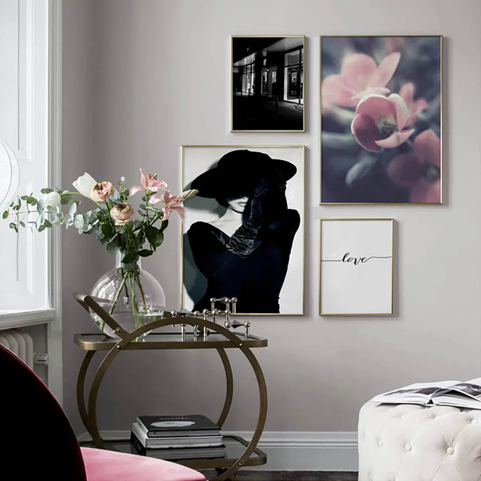 Flower-Girl-Black-Hat-Love-Quotes-Wall-Art-Canvas-Painting-Black-White-Nordic-Posters-And-Prints.jpg_640x640