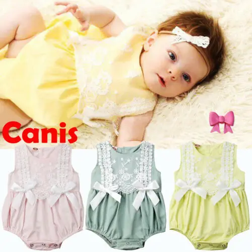 

US STOCK Newborn Infant Baby Girl Lace Summer Bodysuit Romper Jumpsuit Sunsuit Clothes Jumpsuit Romper Baby Girls Clothes