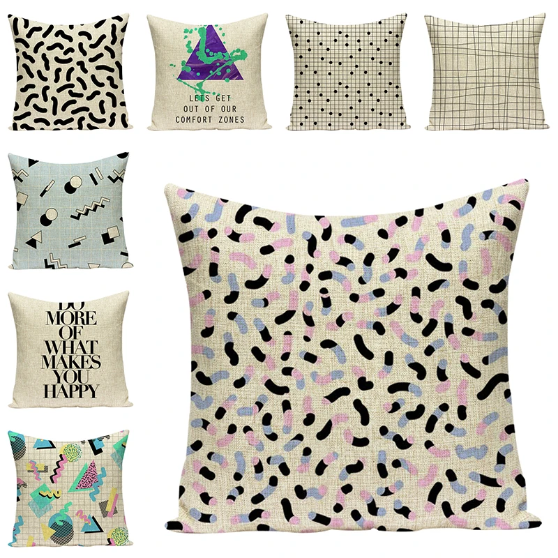 

Linen Letter Cushion Cover Dots Print Decorative Pillow Case Art Car Seat Accessories Sofa Throw Pillow Case Home Decor 45x45cm