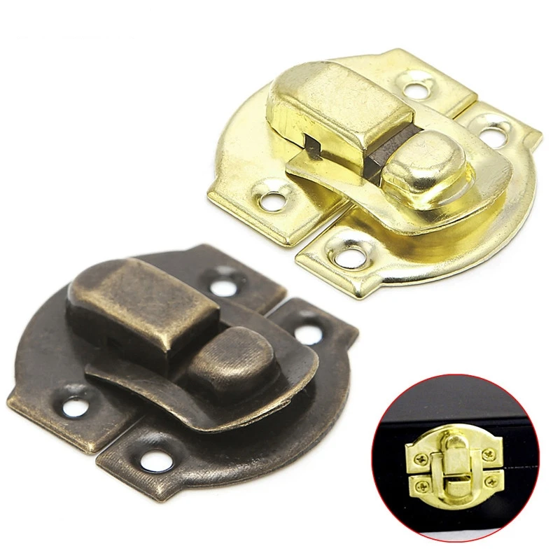 

10PCS Antique Metal Lock Wooden Jewelry Box Decorative Padlock Hasps Latch With Screws Furniture Hardware