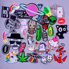 Pulaqi dibujos animados gato unicornio Animal bordado parches para ropa DIY hierro en parches en la ropa Cámara fruta parche personalizado(China)