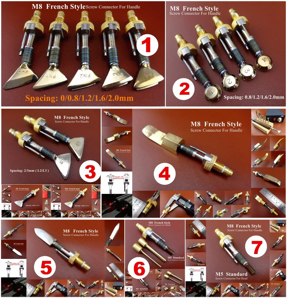 

7kinds Leather Craft Electric Creasing & Edging Machine Decorative Solder Iron Tip Tool - Edger Creaser Groover Beveler Skiver