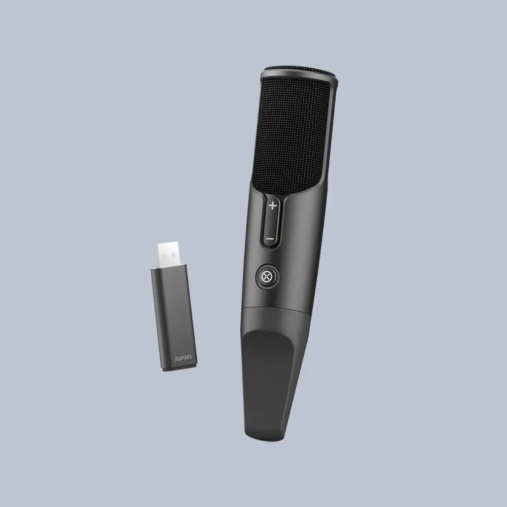 Xiaomi JUNLIN Интеллектуальный беспроводной микрофон Пение Запись Мониторинг конденсаторный микрофон для ТВ караоке мобильный телефон - Цвет: Black