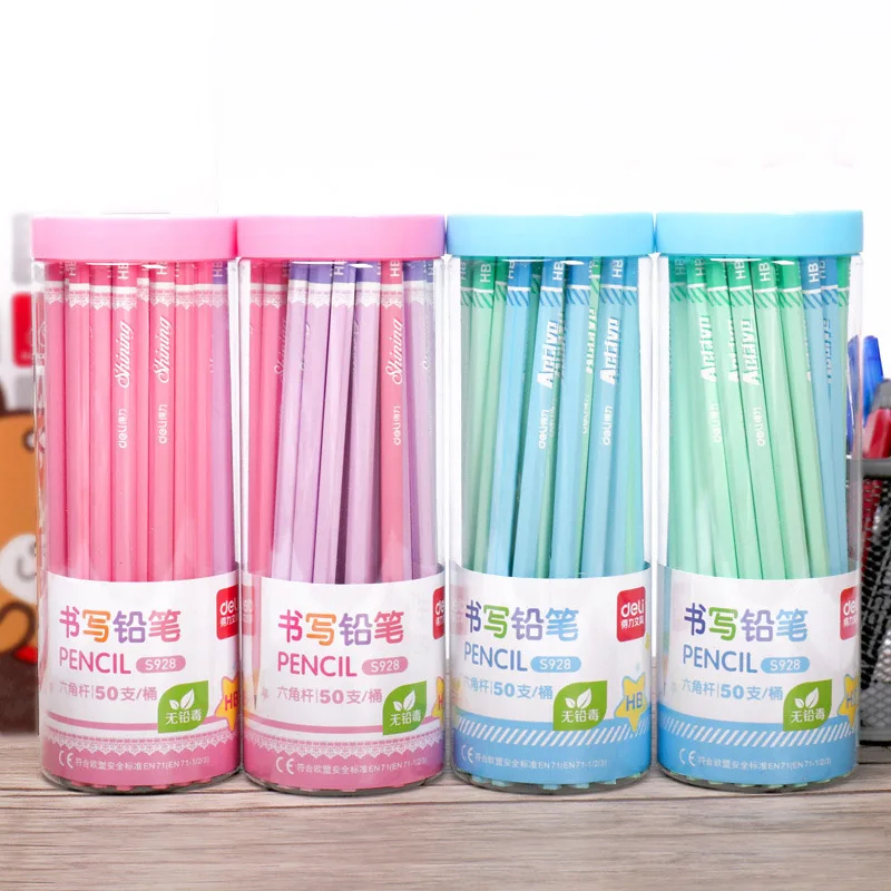 

Art Supplies Pencils 50pcs/pack Cute Hexagon HB Wooden Pencils Safety Materials Pencils For Writing Drawing Korean Stationery