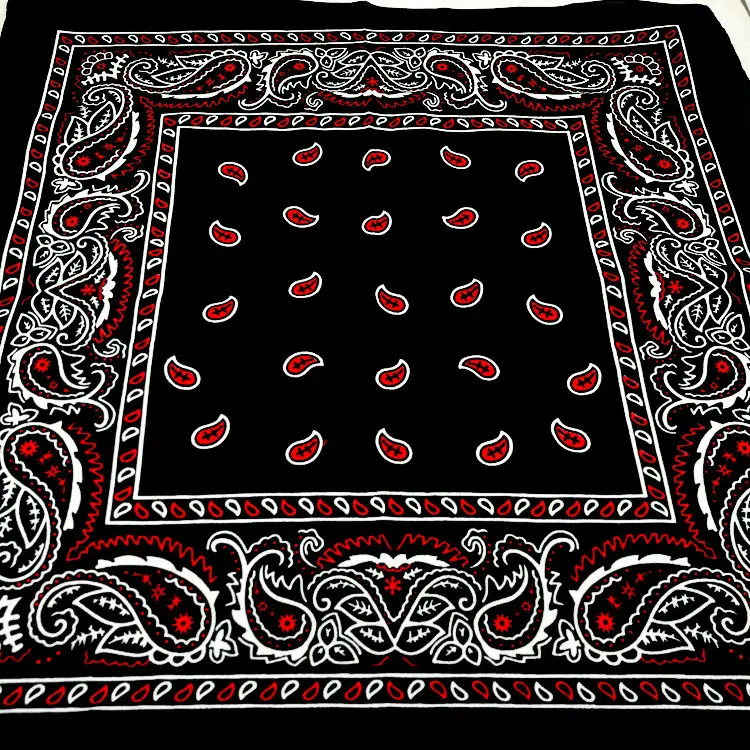 Cotton Black Bottom Red Paisley Bandana Multipurpose Hip-hop Unisex Bandanas Hair bands Single Sided Head Wrap Scarf Scarves mens knit scarf