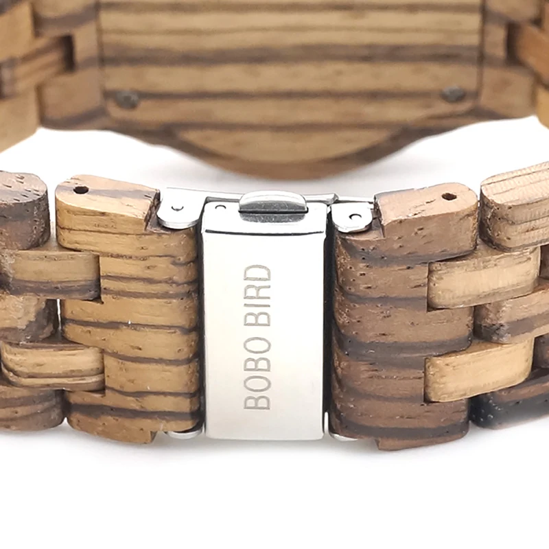 BOBO BIRD N12 Zebra Wood Watch Men Dress Unique Wristwatch With Japanese Movement Cutomized For Gift