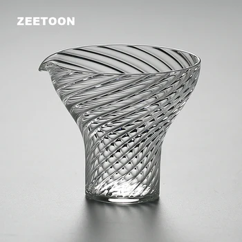 

185ml Japanese Style Heat-resistant Glass Swirl Pattern Fair Mug Tea Sea Kung Fu Tea Sets Cha Hai Teacup Milk Coffee Points Cup