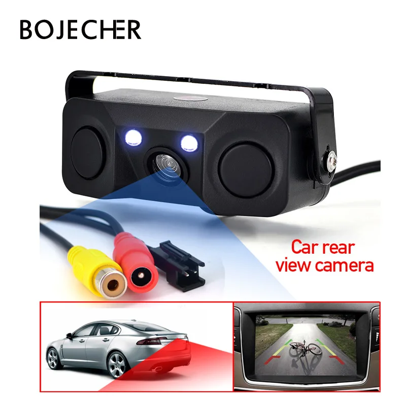 3 In 1 Car Reverse Backup Parking Radar Rear View Camera With Parking Sensor