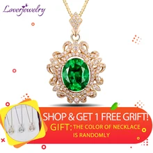 Элегантная женская подвеска овальная 8x10 мм твердая 14Kt желтое золото натуральный бриллиант зеленый изумруд Свадебная подвеска, ожерелье для жены ювелирные изделия