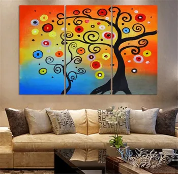 

3pcs Bright LifeTree Painting Art Modern Abstract Oil Painting print on Canvas Wall Art Gift Top wall picture