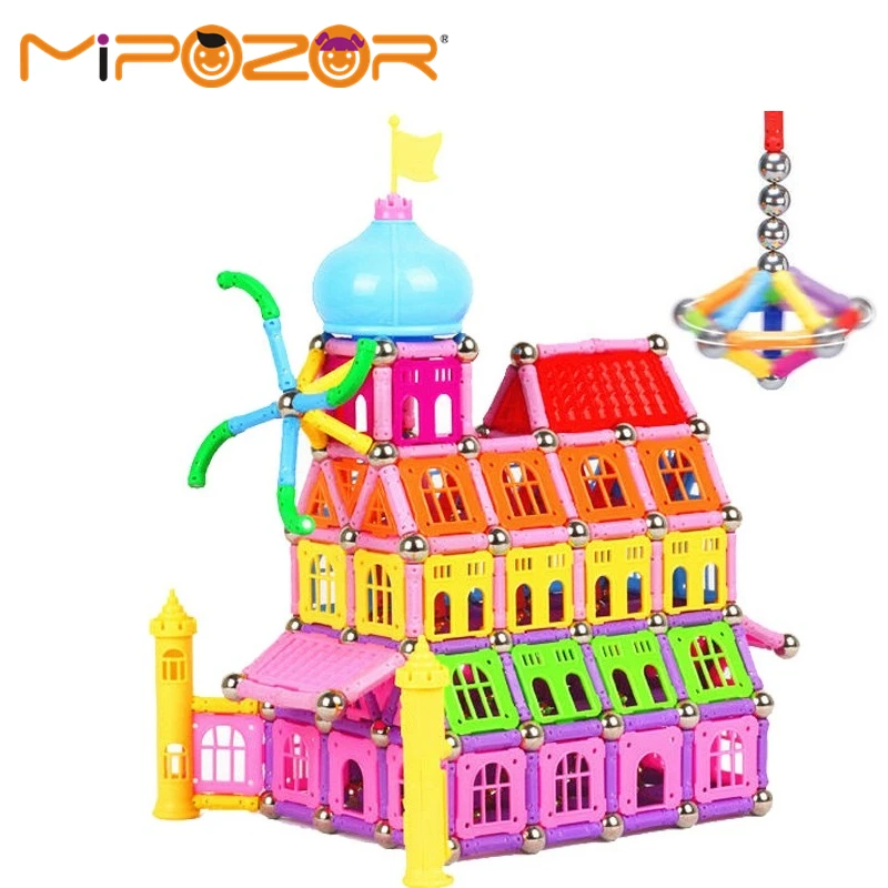 

MIPOZOR 247pcs 3D Magnetic Building Blocks Metal Balls Designer Construction Toys Learning Educational DIY Children Kids Toy