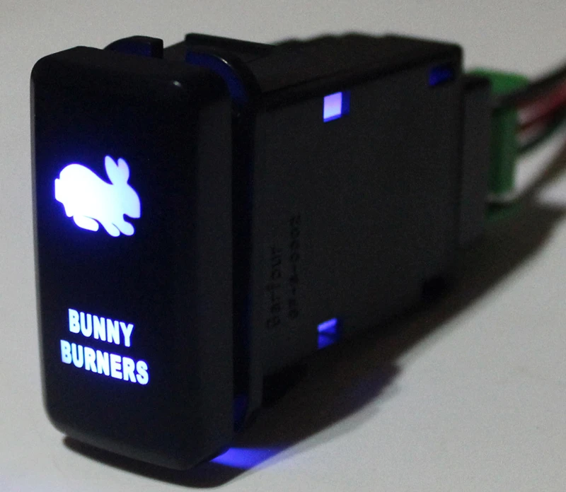 Bunny Burners Push Button Switch 12V with Connector Wire For Toyota Prado Landcruiser Hilux FJ Cruiser ON OFF Switch Blue LED