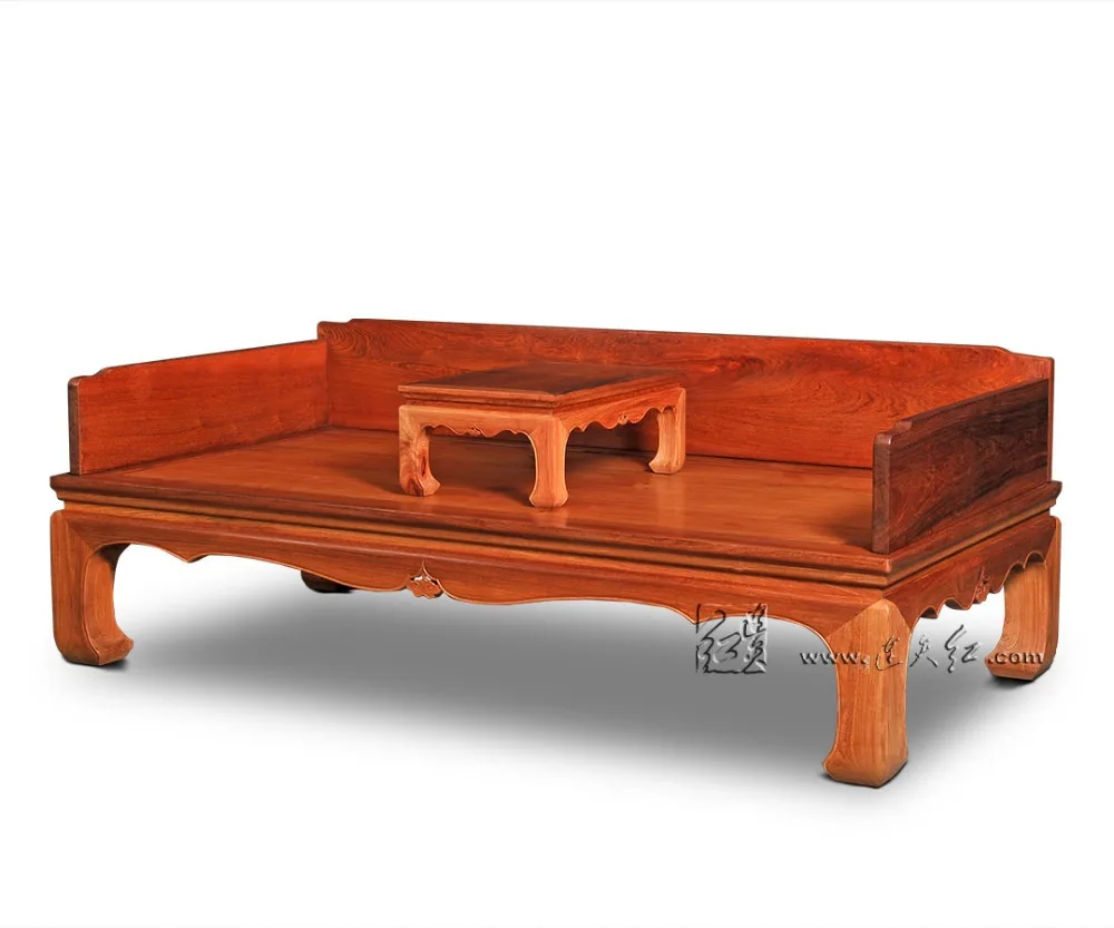 Home living room furniture new china classic carved rosewood arhat bed solid wood long chair beauty couch double sofa single bed in living room sets from