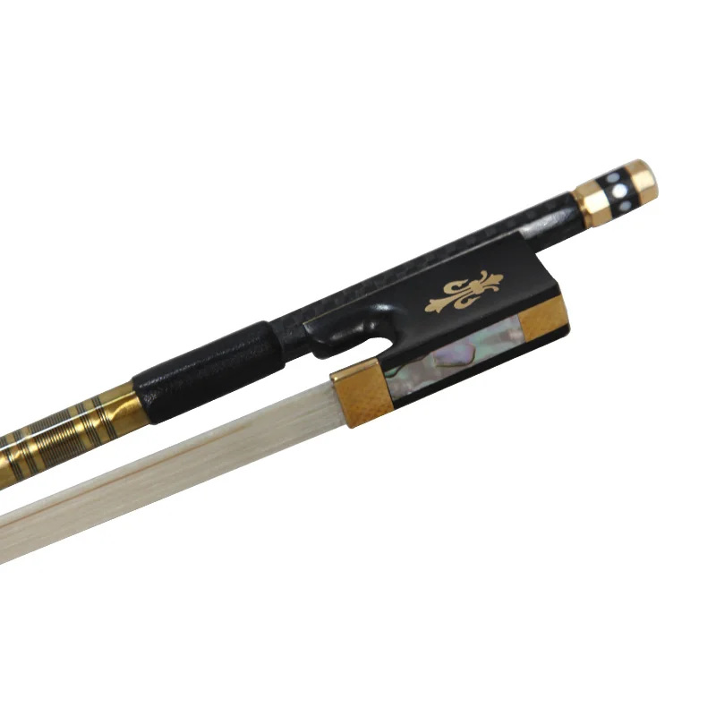 

Handmade High-end Carbon Fiber Violin Bow 4/4 Size,Carved Ebony Frog Natural Mongolia White Horse Hair with Warm Sound and Tone