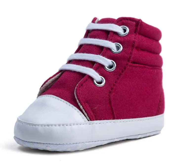 High top New canvas fashion baby boots lace up warm baby shoes soft sole baby girls and boys