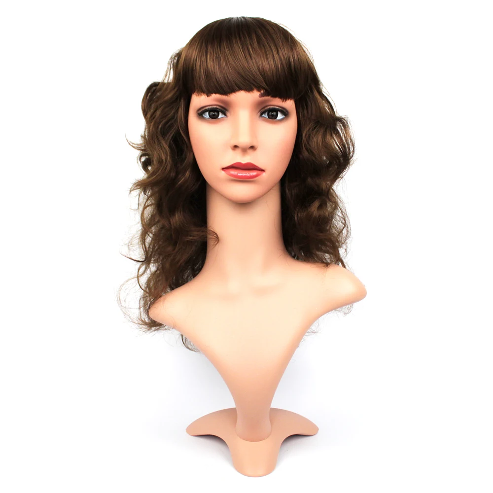 Realistic PE Female Mannequin Dummy Head With Hair Manikin Heads For