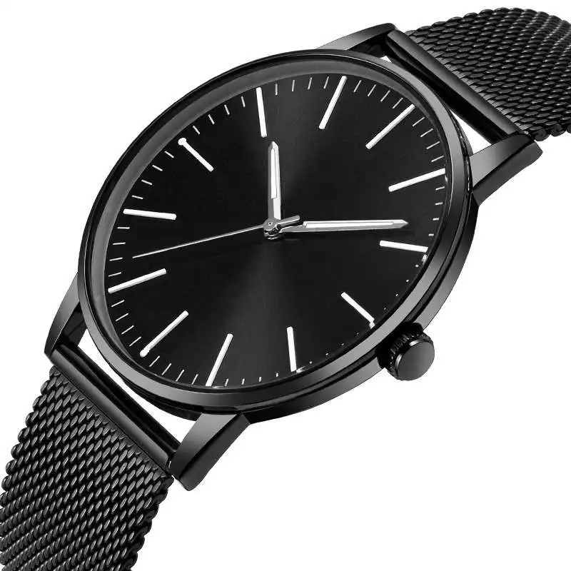 

Stainless Steel Men's Watch Ultra-thin Men Watches Black Gold Silver Color Male WristWatch Simple Design Hour Man Quartz Clock G