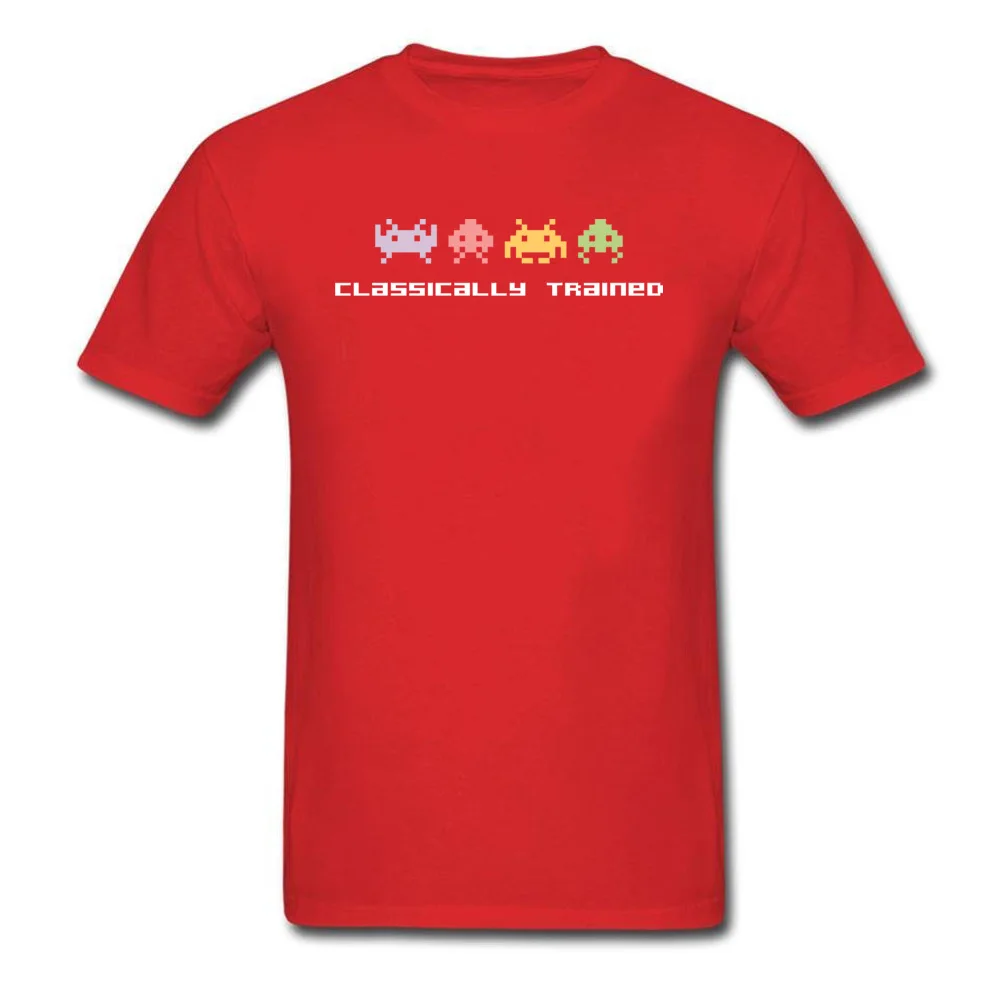 Classically-Trained-Game T-shirts New Arrival Short Sleeve Geek 100% Cotton Fabric O-Neck Men T Shirt Tee Shirts April FOOL DAY Classically-Trained-Game red