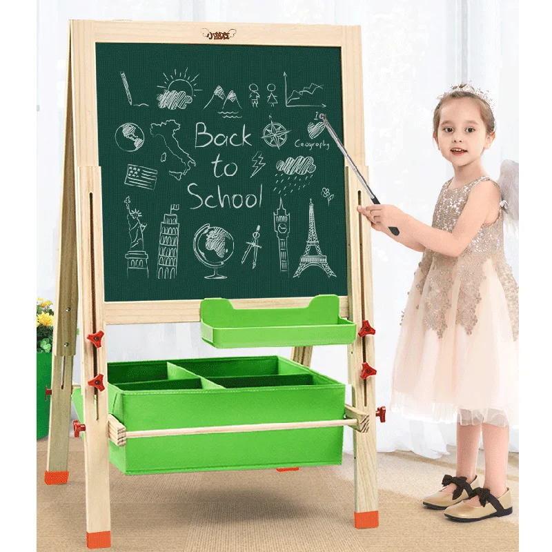 

Children painting board double-sided magnetic bracket Child Storage drawing board WordPad easel home teaching blackboard