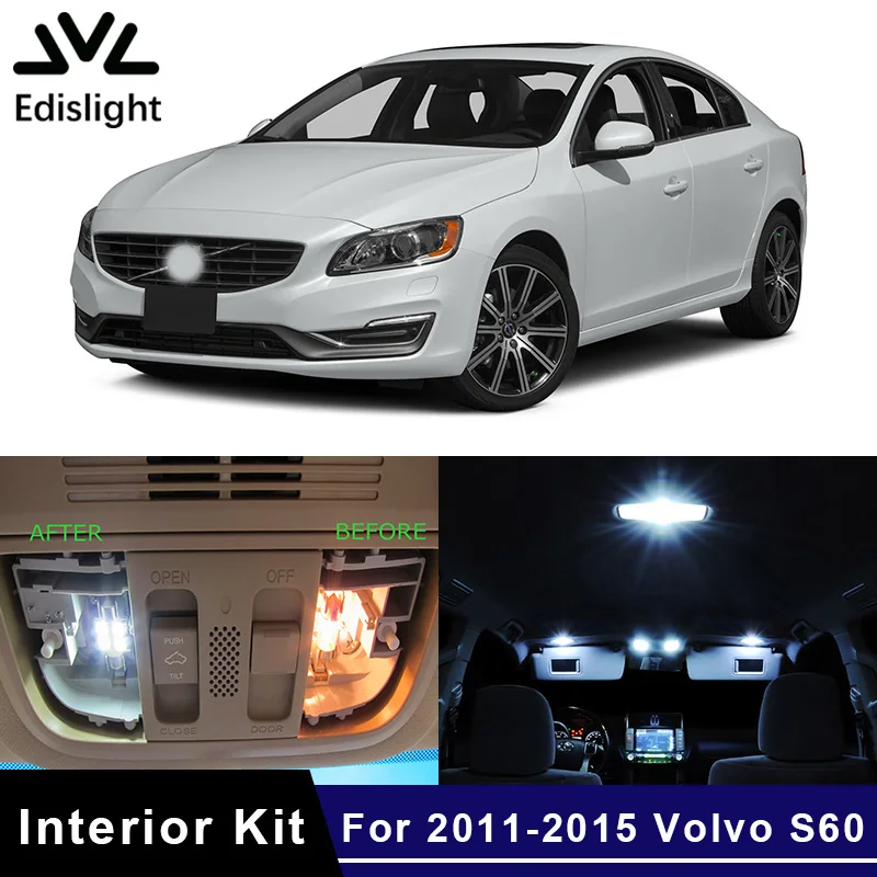

Edislight 16Pcs No Error Canbus LED Lamp Car Bulbs Interior Package Kit For 2011-2015 Volvo S60 Map Dome Door Trunk Plate Light