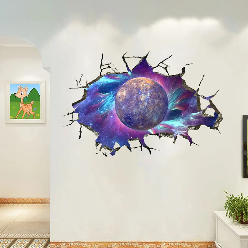 3D кирпичная стена Млечный Путь планета Наклейка на стену для детей мальчик комната Домашний декор космическое пространство галактика искусство Фреска пол потолок наклейки на стены - Цвет: Mercury