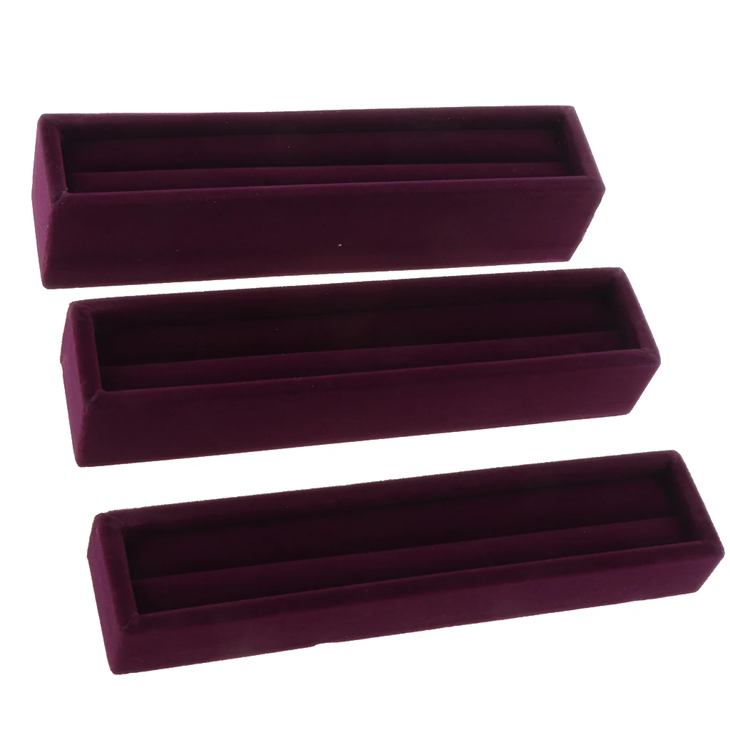 3pcs Velvet Slots Ring Trays Showcase Display Jewelry Holder Box Long Case Rings Stud Earring Cufflink Jewelry Packaging