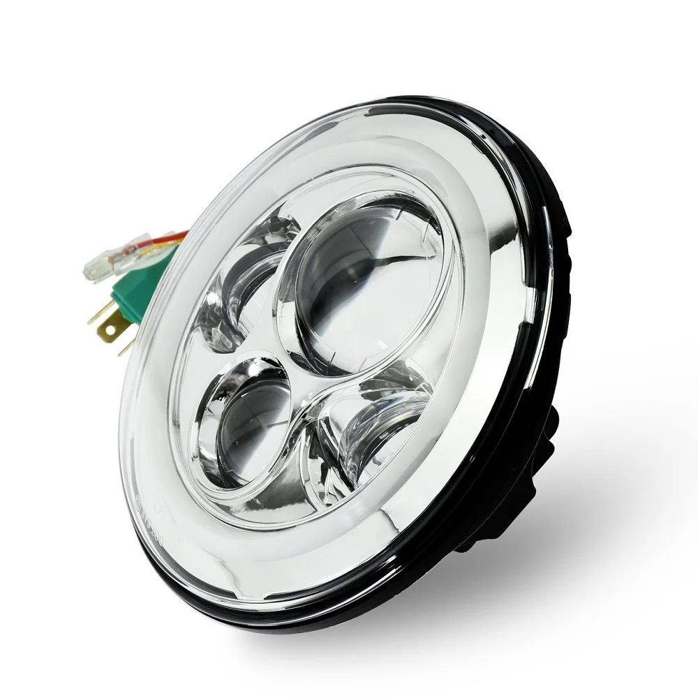 7 Inch LED White Halo Ring Black Headlight with HiLo Beam For Harley Davidson Motocycle Headlamp Light (26)