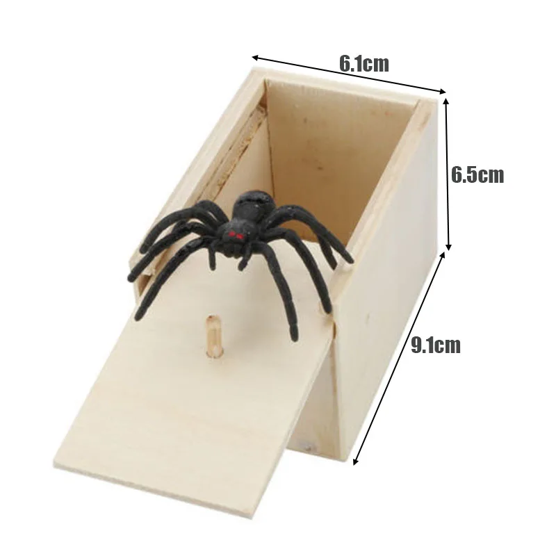 1 Pcs Wooden Prank Spider In The Case Scare Box Scaring Trick Play Joke Toy Funny Gift New Arrival