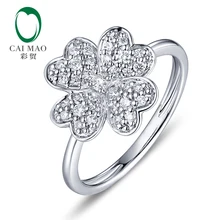 CaiMao 0.26ctw Natural Round F VS Diamond Engagement Ring Flower Shape 14K White Gold Wedding CaiMao 0.26ctw Natural Round F VS Diamond Engagement Ring Flower Shape 14K White Gold Wedding