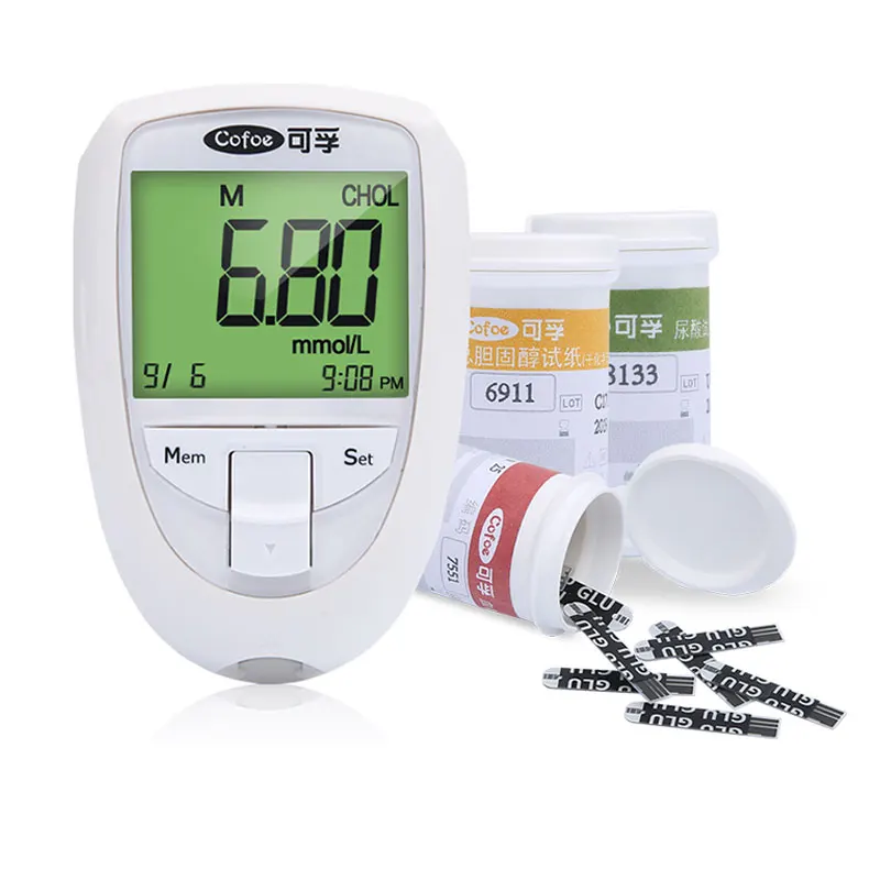 

Cofoe cholesterol&uric acid&glucose meter test kit 3 in 1 monitor with Test Strips for blood lipid abnormal, gout,diabetics