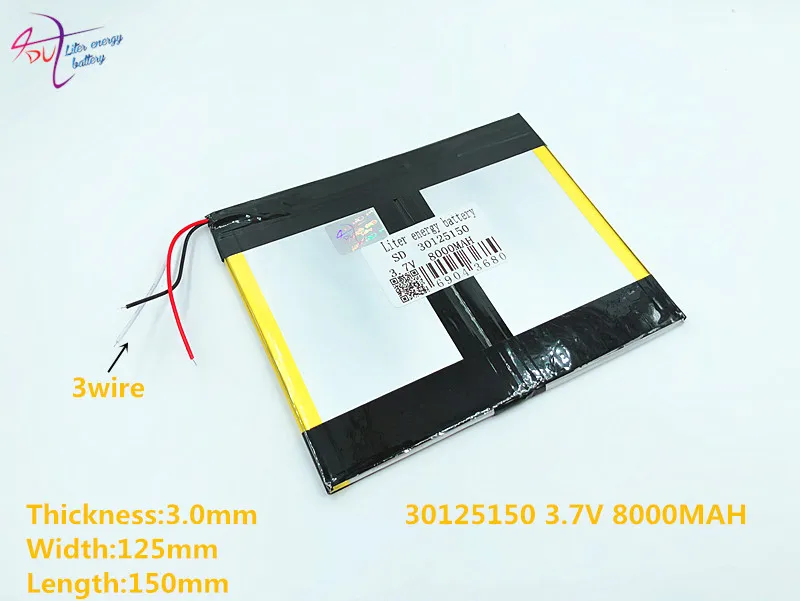 

3 line 3.7V 30125150 28125150 8000mah Polymer lithiumion Battery With High Quality Li-ion Tablet pc battery for tablet PC