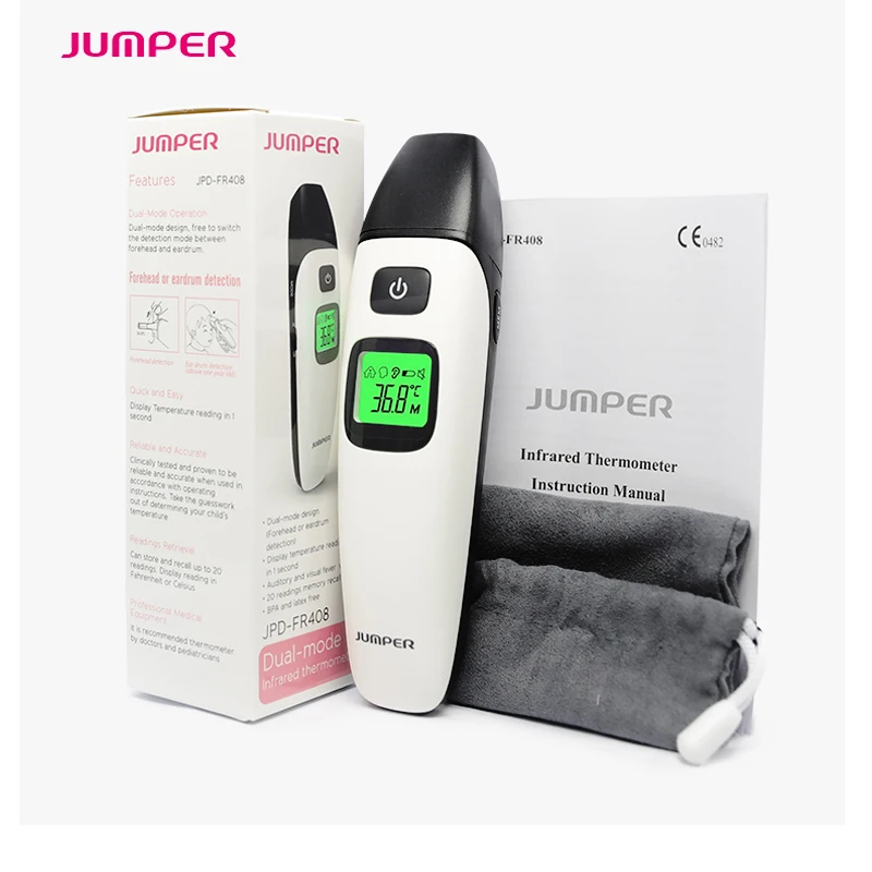 

Newest Non Contact LCD Dual mode forehead and Ear Infrared Thermometer JPD-408 CE&FDA approved,20 sets data logging, Fever Alarm