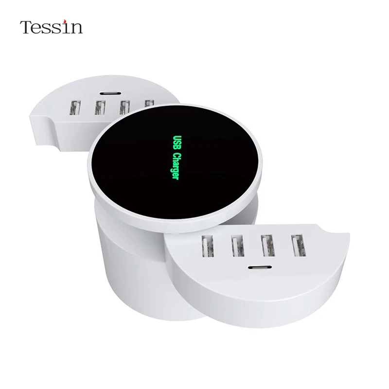 Goedkoop TESSIN 10 Poorten USB Charger Station 5V8A Opvouwbare Quick Drive Voor iPhone iPad Samsung Huawei Xiaomi Meizu LG ZTE HTC AC Adapter
