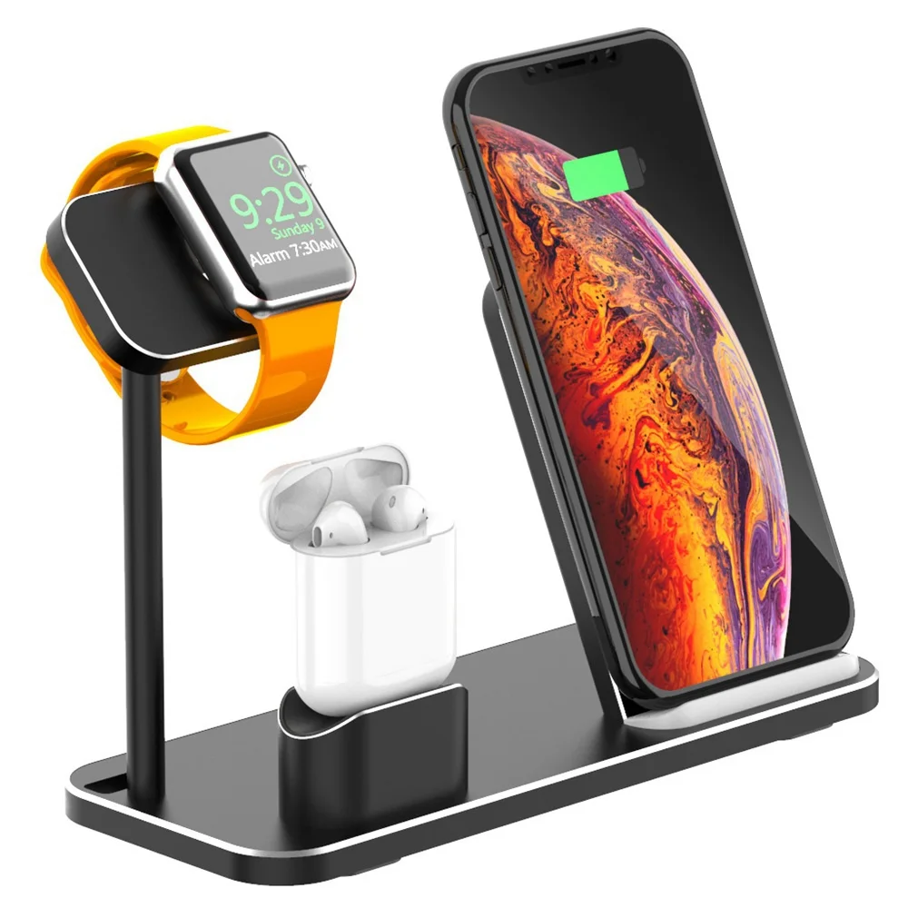 3 в 1 зарядная док-станция Держатель для Airpods Apple Watch iPhone 11 Pro XS XR 7 8 Plus док-станция Беспроводное зарядное устройство Подставка станция крепления база