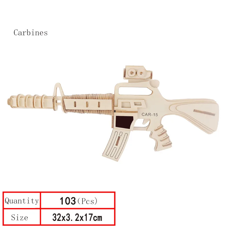 DDWE 3D AK47/M4A1/DIY Wooden Toy Gun Craft Model Kid Toys Puzzle Wooden