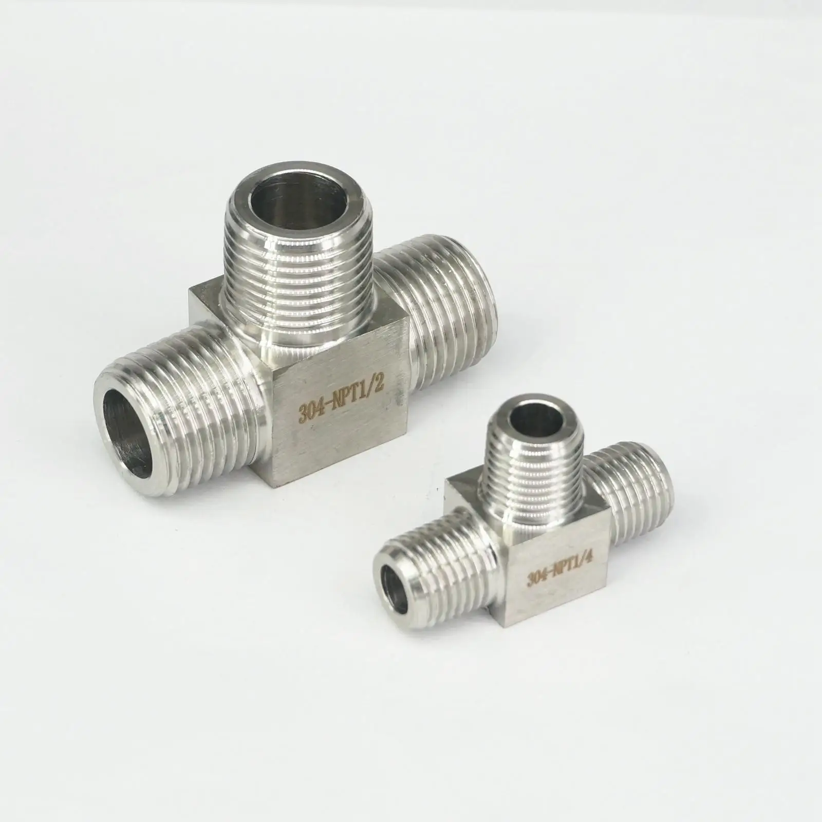 

1/4" 1/2" NPT Male Tee 3 Way Pipe Fitting 304 Stainless Steel Water Gas Oil