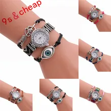 Fashion Eye Pendant Analog Quartz Watch Women Canvas Band Watch Bracelet Wat #3356 Brand New High Quality Luxury Free Shipping