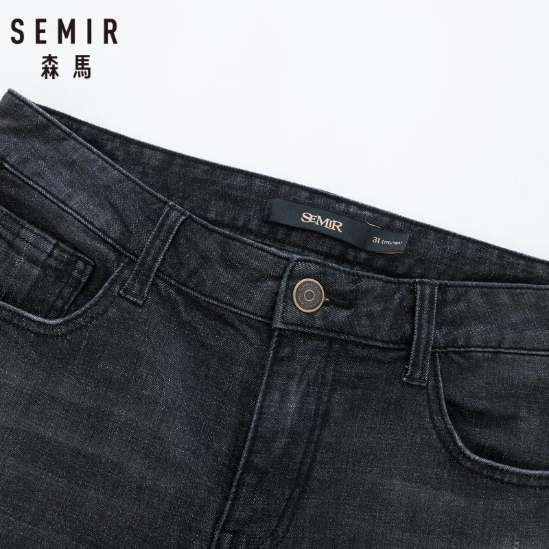 SEMIR, мужские хлопковые джинсы классического кроя с разрушением, мужские джинсы, потертые джинсы с необработанным краем, на молнии, с пуговицами, уличная одежда