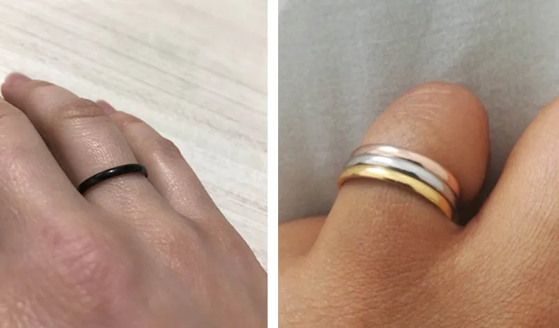 LMNZB Anti-allergy Stainless Steel Gold Color Stackable Smooth Simple Ring Wedding Couples Rings Jewelry for Man and Woman LRJ02
