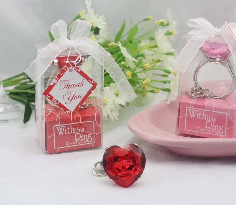 Свадебный-С этим кольцом Кристалл розовый бриллиант брелок, который может использоваться в Свадебная вечеринка - Цвет: red