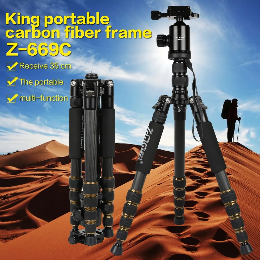 Профессиональный портативный дорожный штатив ZOMEI Z699C для камеры из углеродного