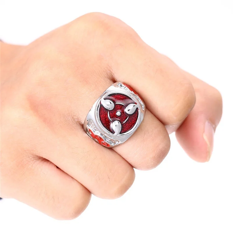Высокое качество аниме Наруто красный Шаринган кольца посеребренные кьюби кольцо косплей ювелирные изделия для мужчин женщин подарок аксессуары
