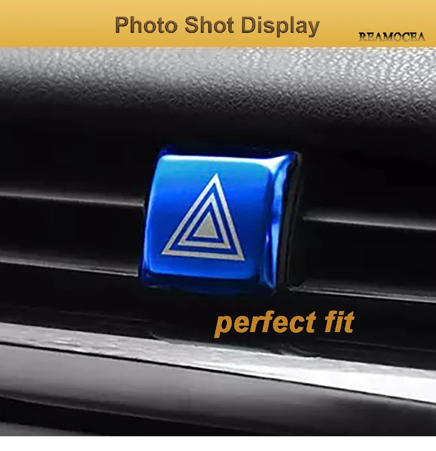 Reamocea Car Stainless Steel Emergency Light Switch Button Frame Cover Decorative Trim Indoor For Toyota Camry 2018 (7)