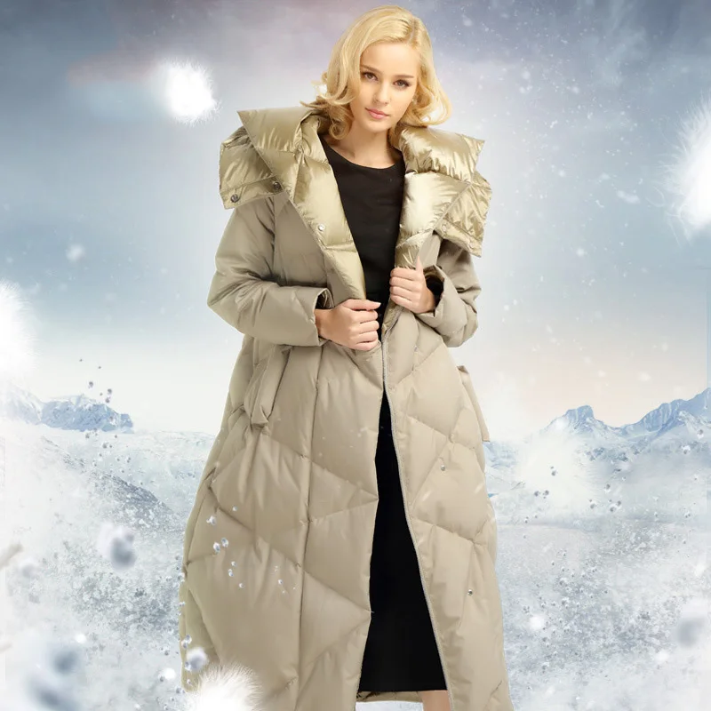 Noir Down Doudoune kaki Dames Capuche Parka Épais 2017 Femmes Chaud Veste Manteau Duvet D'hiver À Na367 Long D'oie Donsjassen Hijklnl Blanche 8WaqRHf