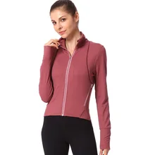 Г. женские на осень-зиму новейший фитнес-куртка для йоги тонкий пальто на молнии женские для тренажерного зала, бега, спорта Топы спортивные рубашки