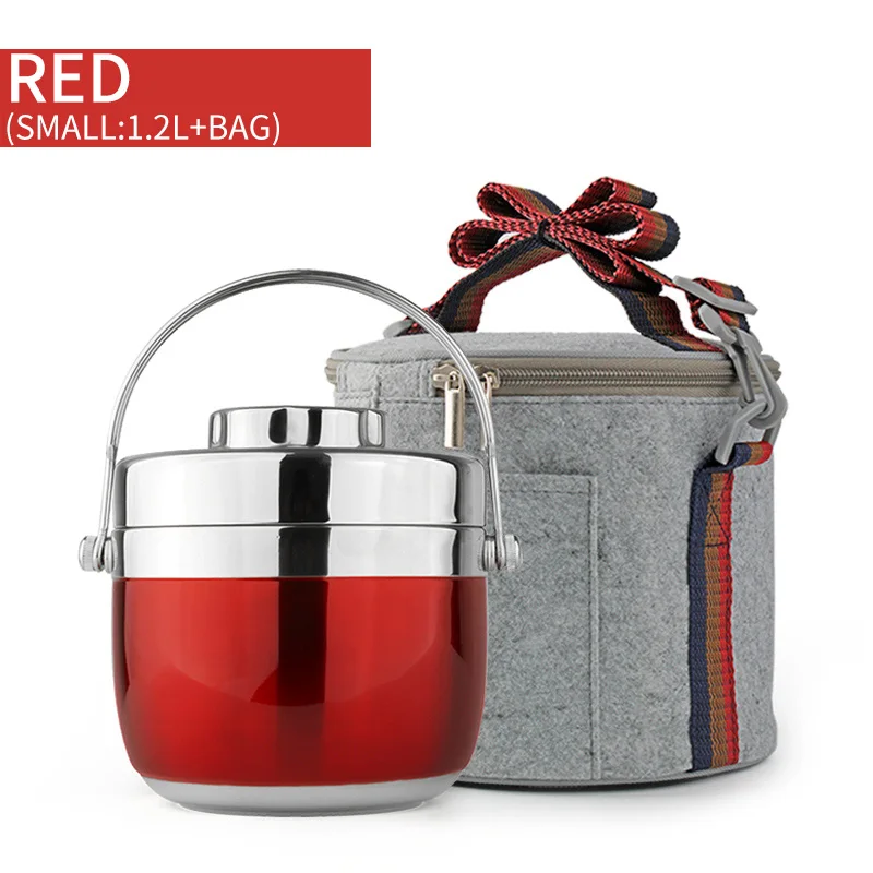 Small Red And Bag WORTHBUY японский тепловой Ланч-бокс для детей для пикника кемпинга портативный из нержавеющей стали Bento box фрукты еда контейнер для хранения - Цвет: Small Red And Bag