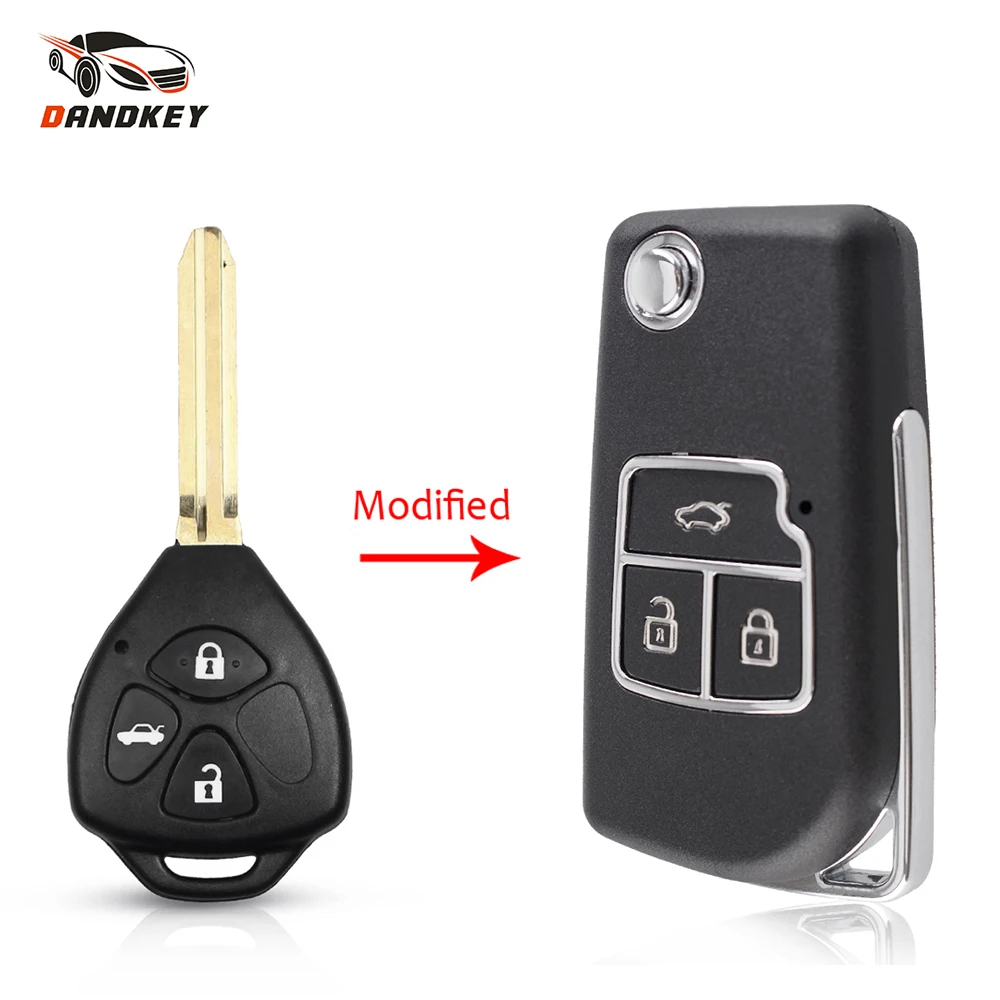

Dandkey 3 Buttons Fob For Toyota Camry Corolla Prado RAV4 Vios Hilux Yaris Remote Key Flip Folding Key Shell Case Replacement